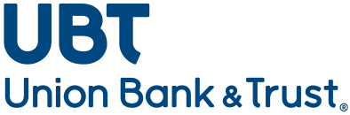 UBT-Logo Logo of UBT, Union Bank & Trust, with bold blue letters UBT above the full name Union Bank & Trust. written in blue text on a white background.