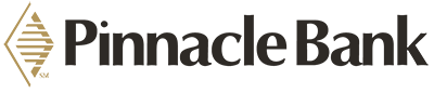 Pinnacle Bank logo featuring a gold geometric diamond emblem on the left and the words Pinnacle Bank in bold black letters to the right.